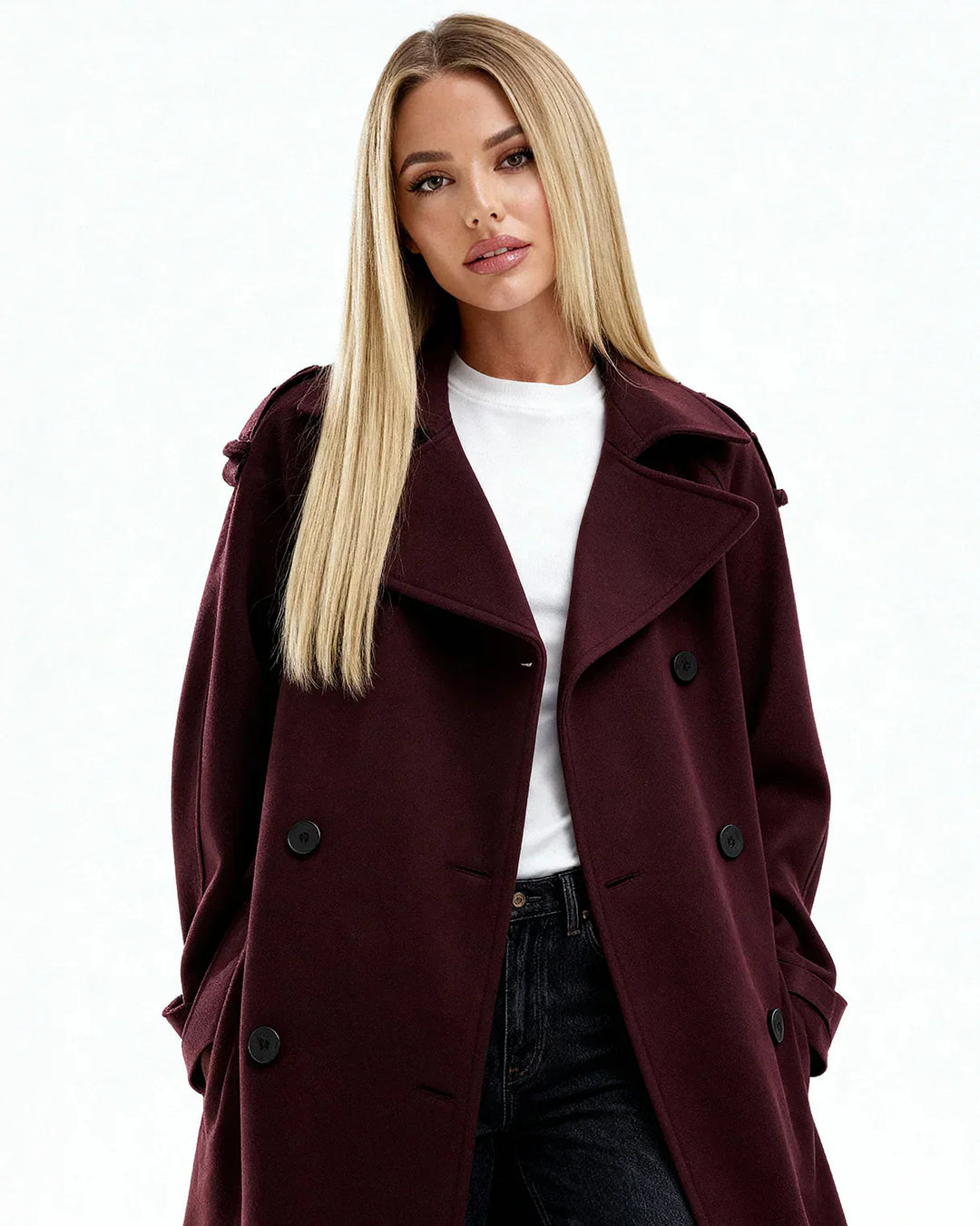 Marlowe™ | Manteau Trench Bordeaux