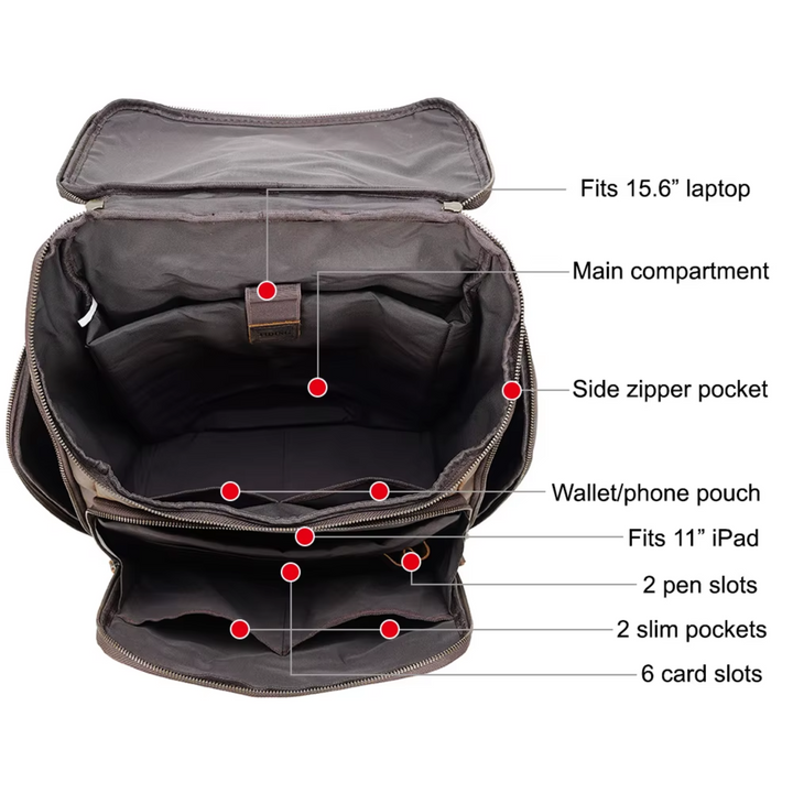 Nicholas - Sac à dos en cuir vintage pour hommes