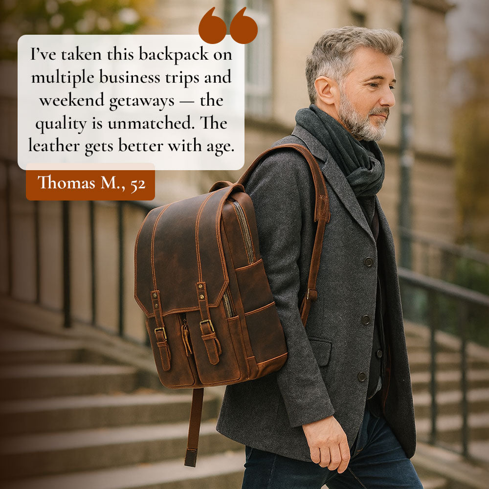 Robert - Sac à dos de voyage en cuir rétro