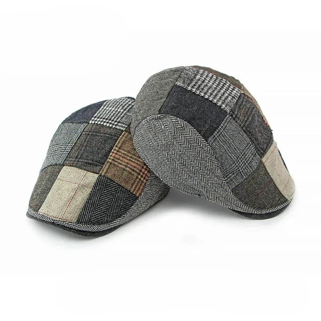 Casquette Plate en Tweed Patchwork | BRIDGER