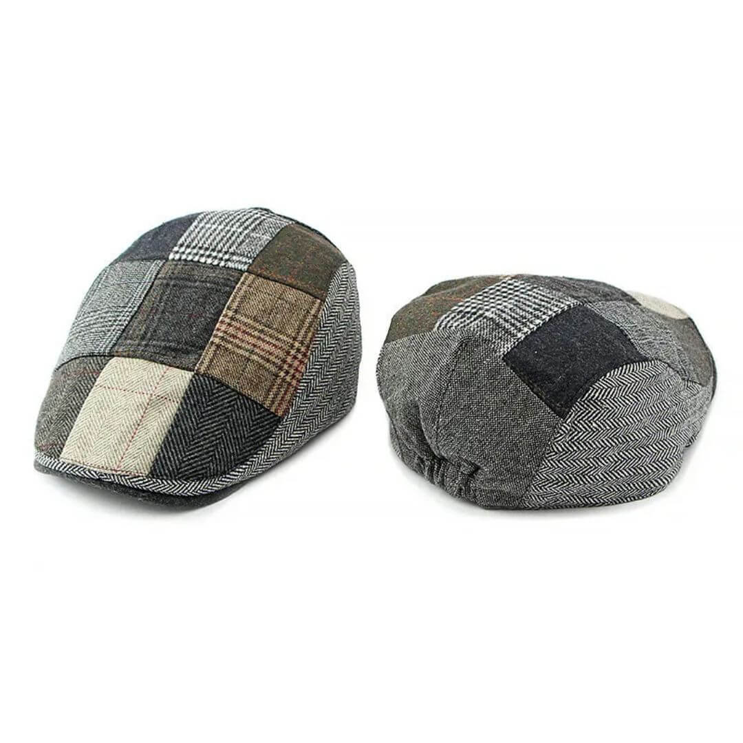 Casquette Plate en Tweed Patchwork | BRIDGER