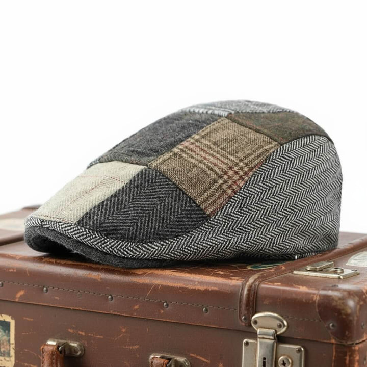 Casquette Plate en Tweed Patchwork | BRIDGER