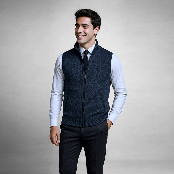 Harrison gilet | Gilet en Laine à Zip Complet