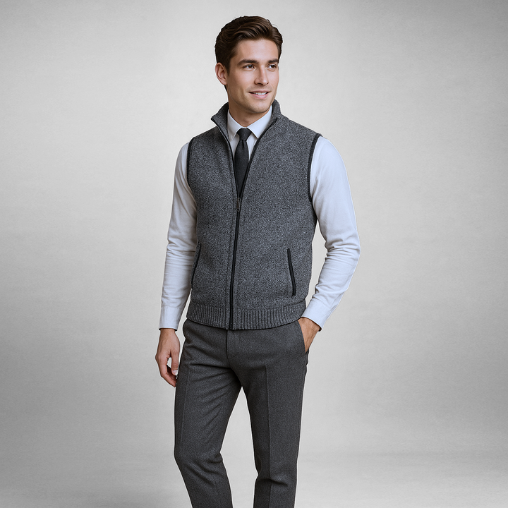 Harrison gilet | Gilet en Laine à Zip Complet
