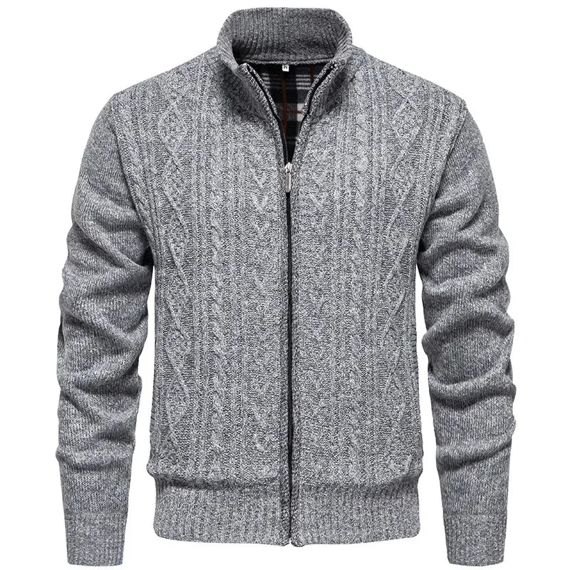 Jean - Cardigan en polaire épaisse, idéal pour l'automne et l'hiver, avec fermeture éclair torsadée, parfait pour un look décontracté et chaleureux.