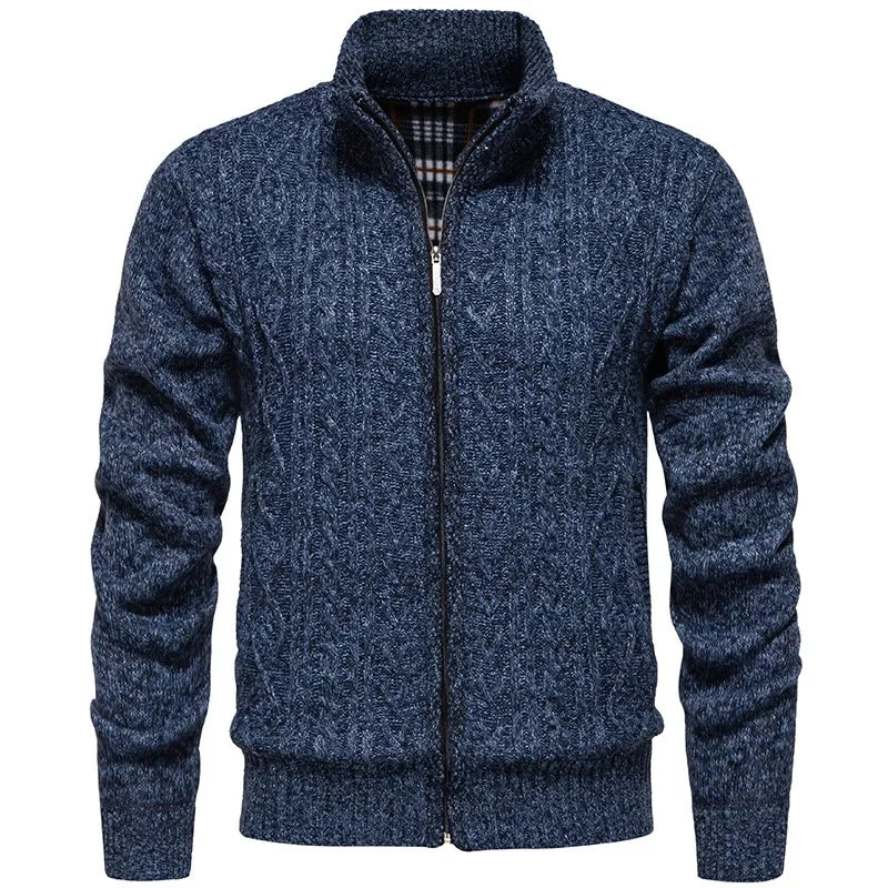 Jean - Cardigan en polaire épaisse, idéal pour l'automne et l'hiver, avec fermeture éclair torsadée, parfait pour un look décontracté et chaleureux.
