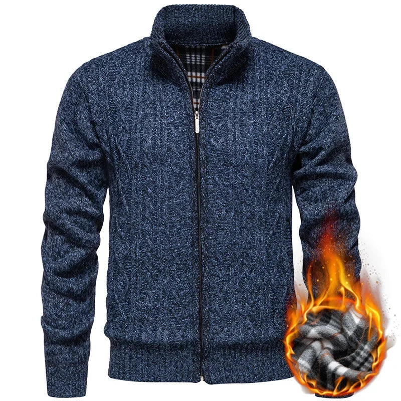 Jean - Cardigan en polaire épaisse, idéal pour l'automne et l'hiver, avec fermeture éclair torsadée, parfait pour un look décontracté et chaleureux.