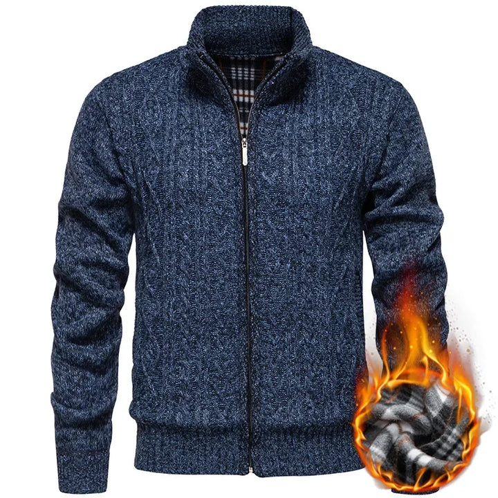 Jean - Cardigan en polaire épaisse, idéal pour l'automne et l'hiver, avec fermeture éclair torsadée, parfait pour un look décontracté et chaleureux.