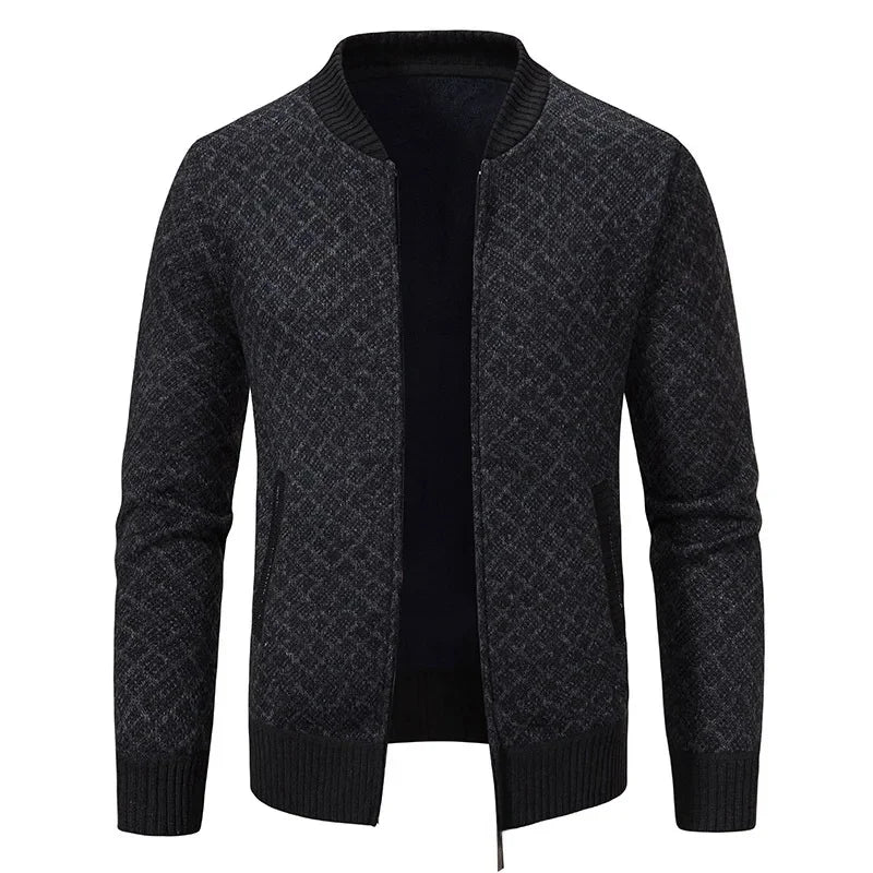 Pull Marcel – Tricot Épais Zippé, Col V Hivernal pour Hommes Mûrs et Élégants