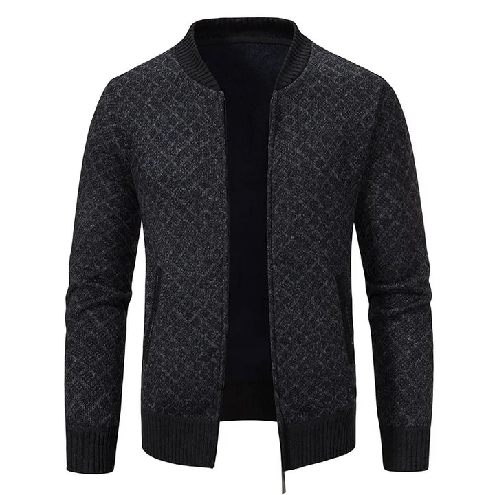 Pull Marcel – Tricot Épais Zippé, Col V Hivernal pour Hommes Mûrs et Élégants