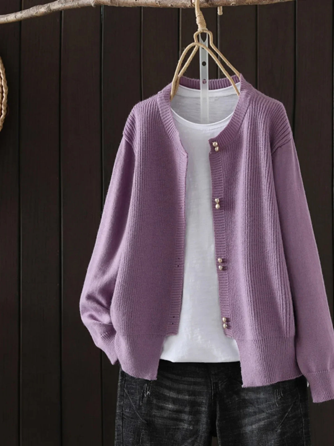 ELARA | CARDIGAN À BOUTONS EN PERLE