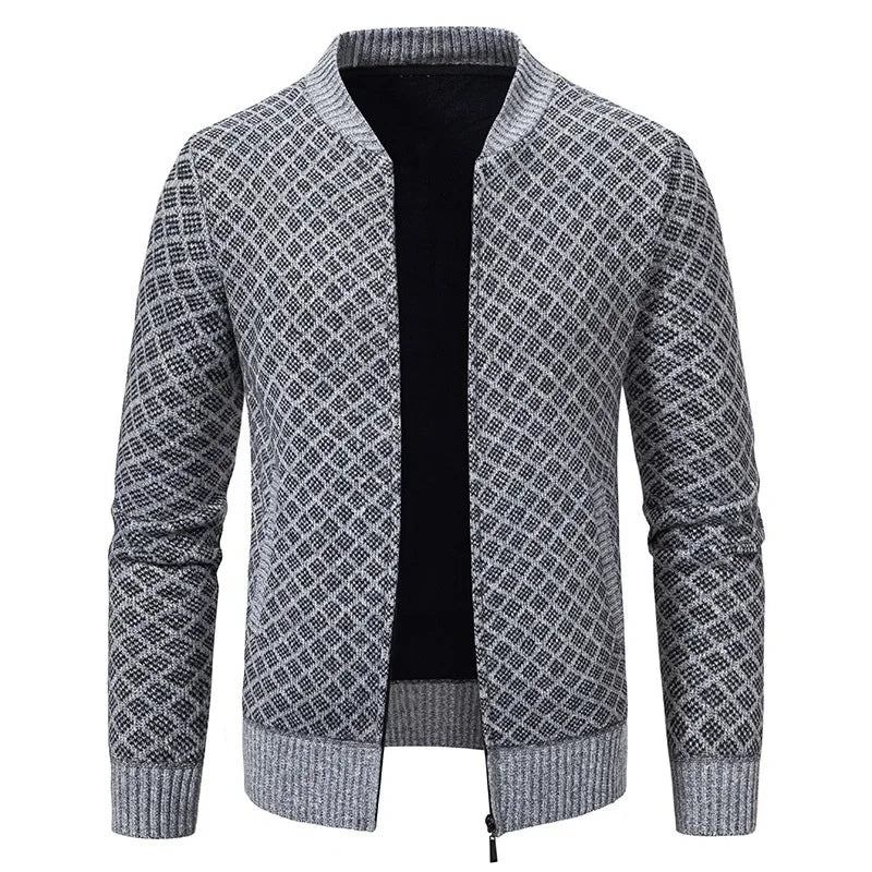 Pull Marcel – Tricot Épais Zippé, Col V Hivernal pour Hommes Mûrs et Élégants