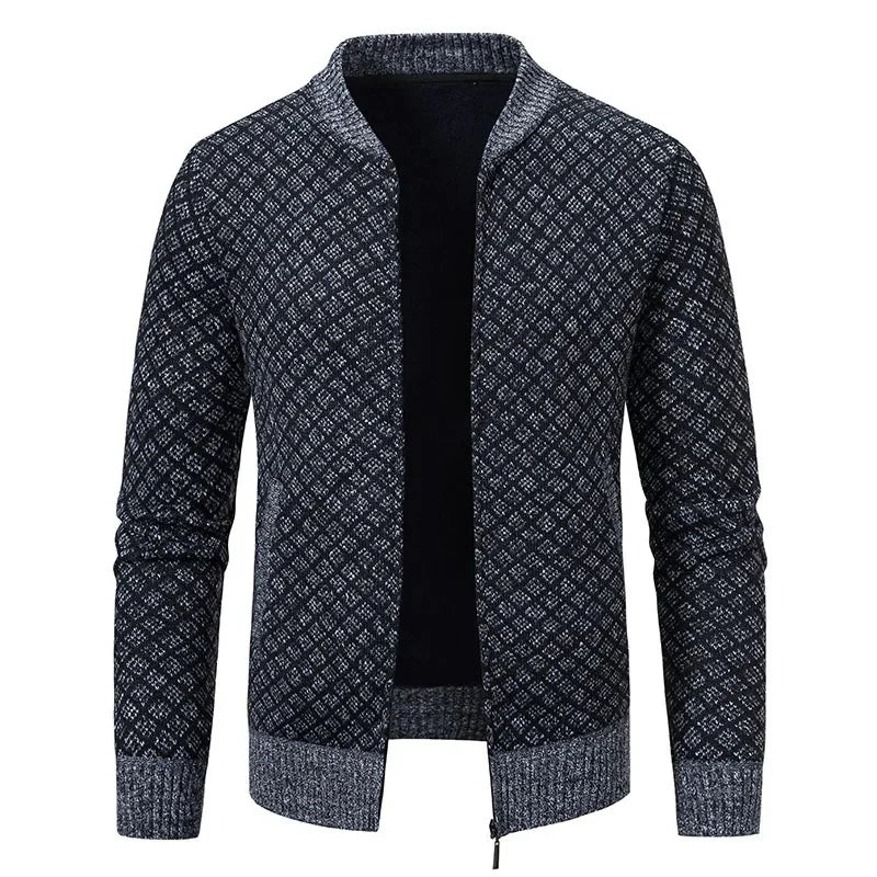 Pull Marcel – Tricot Épais Zippé, Col V Hivernal pour Hommes Mûrs et Élégants