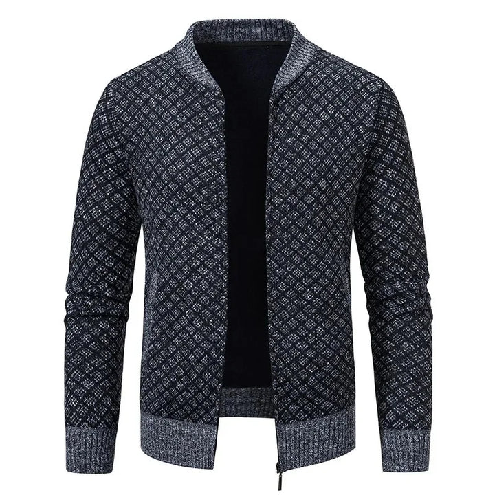 Pull Marcel – Tricot Épais Zippé, Col V Hivernal pour Hommes Mûrs et Élégants