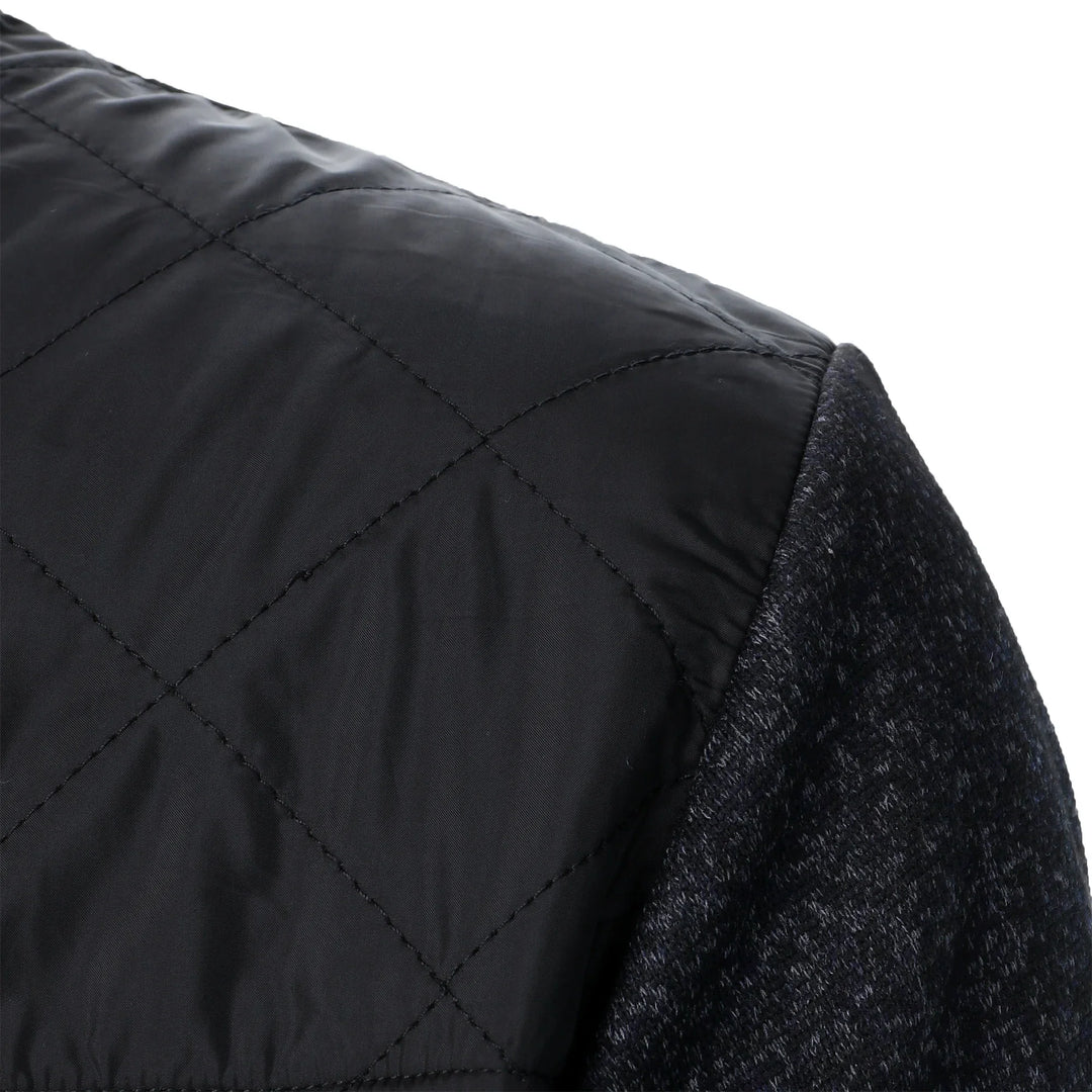 Henri – Manteau Tricoté à Rayures avec Col Montant et Fermeture Éclair