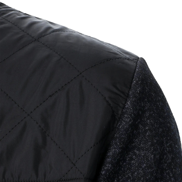 Henri – Manteau Tricoté à Rayures avec Col Montant et Fermeture Éclair