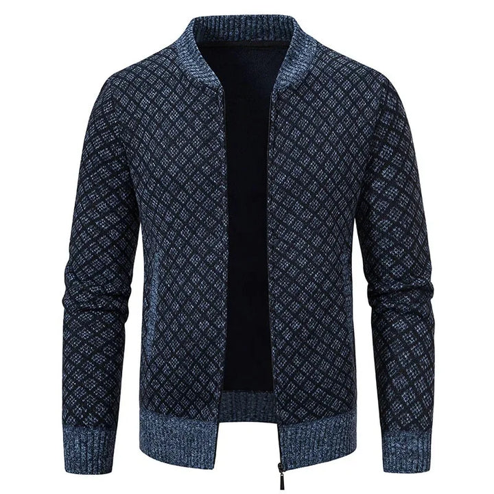 Pull Marcel – Tricot Épais Zippé, Col V Hivernal pour Hommes Mûrs et Élégants