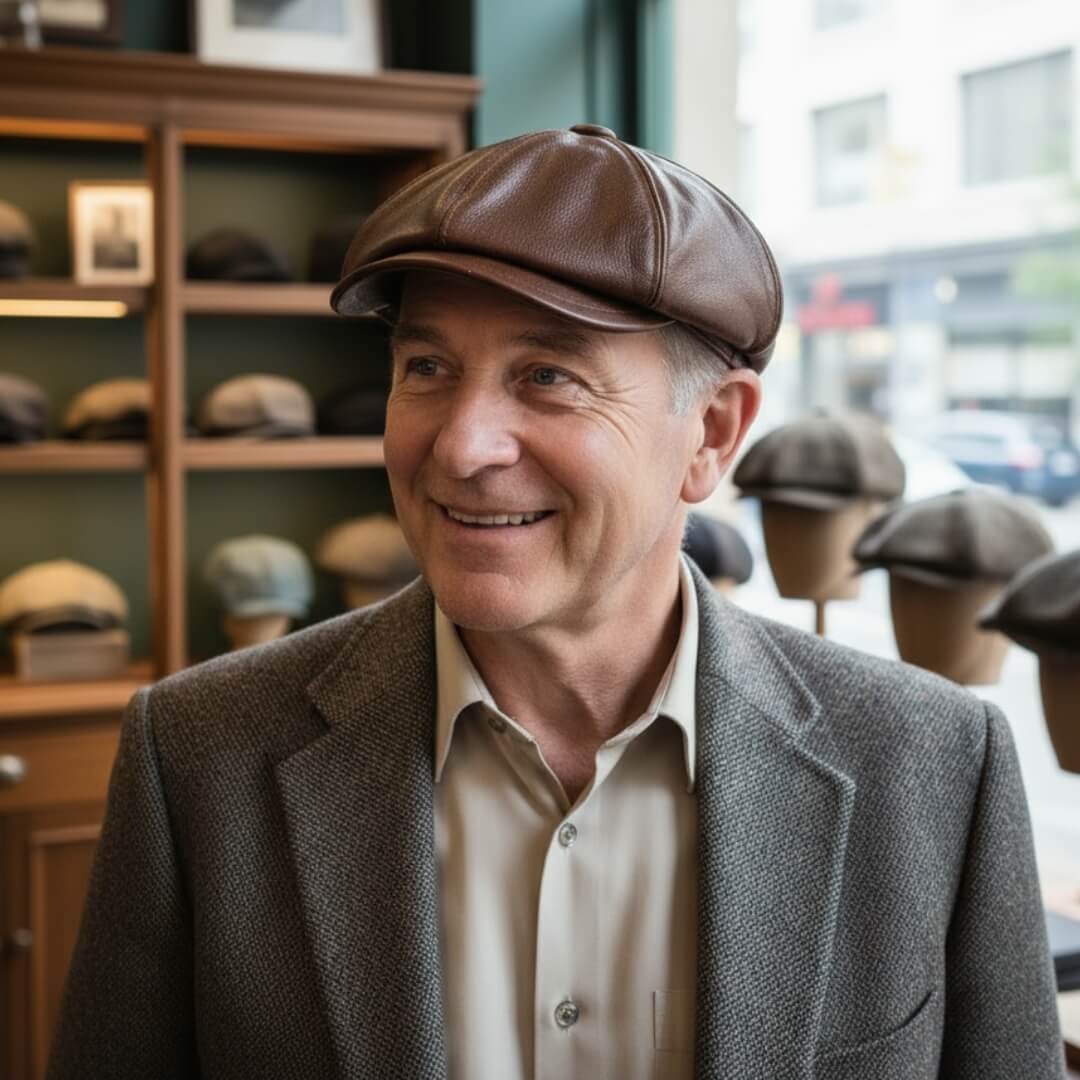 Casquette de Newsboy en Cuir Véritable | CHEYENNE