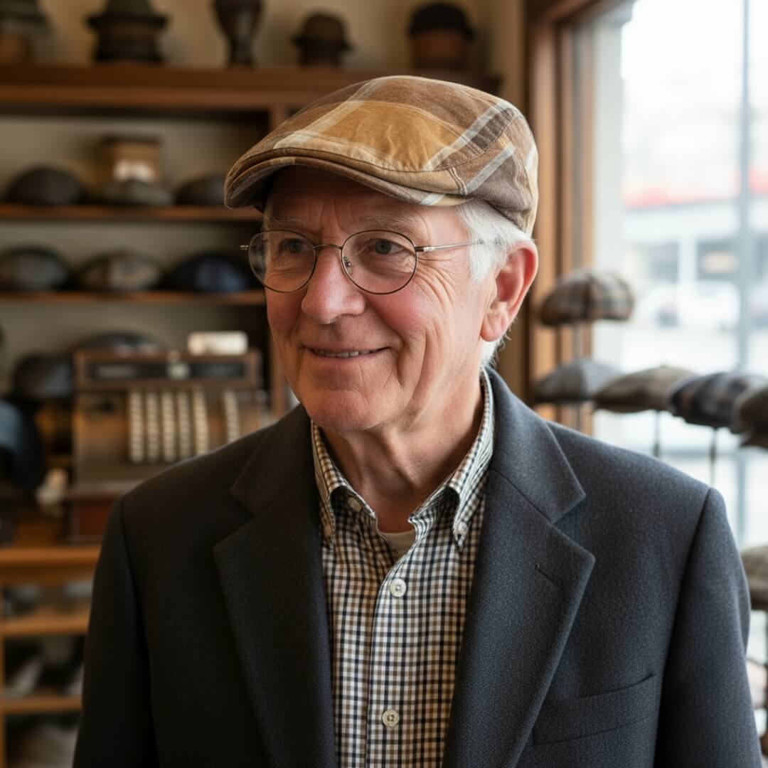 Casquette Plate en Coton à Carreaux | SCRANTON