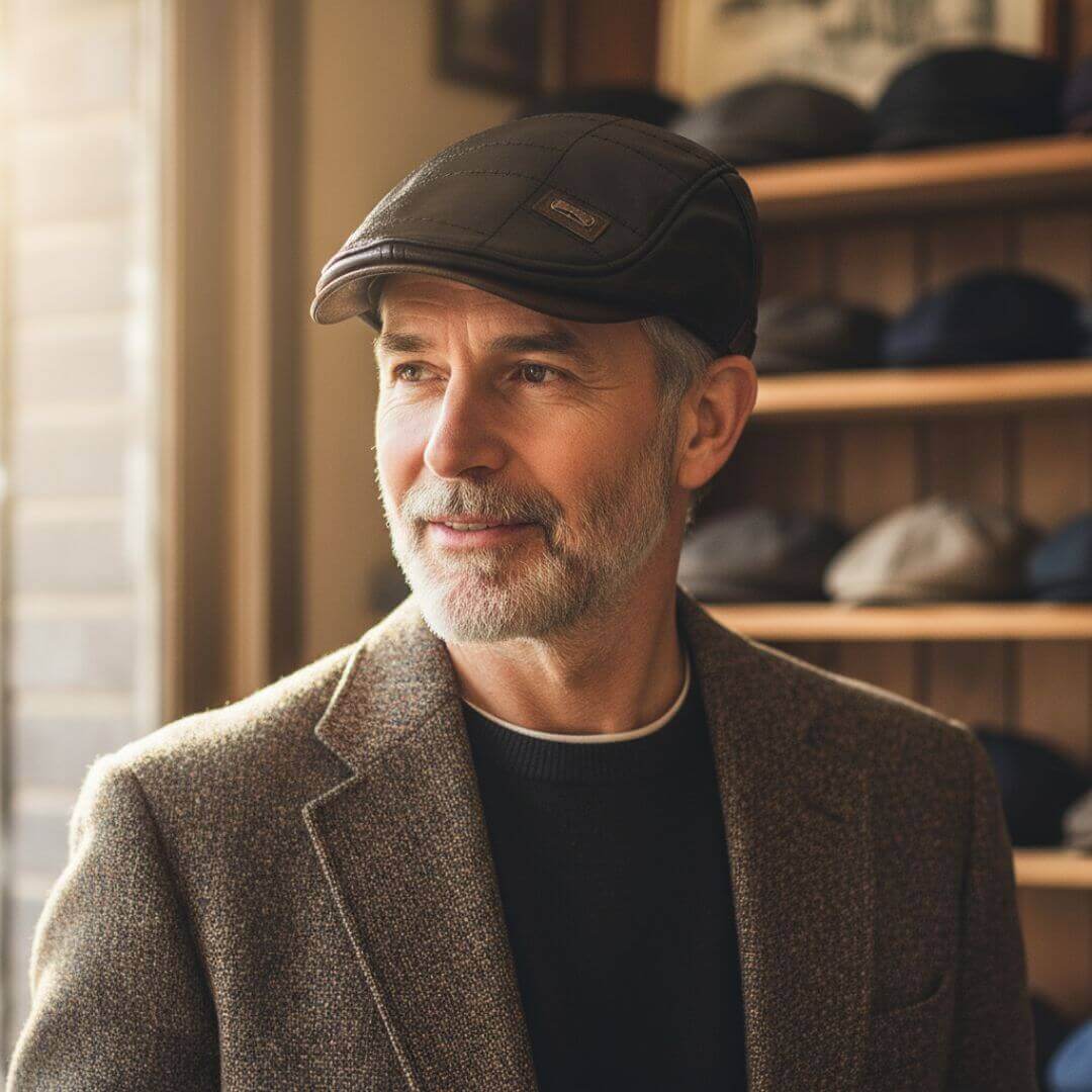 Casquette Plate en Cuir Vegan | COLUMBUS