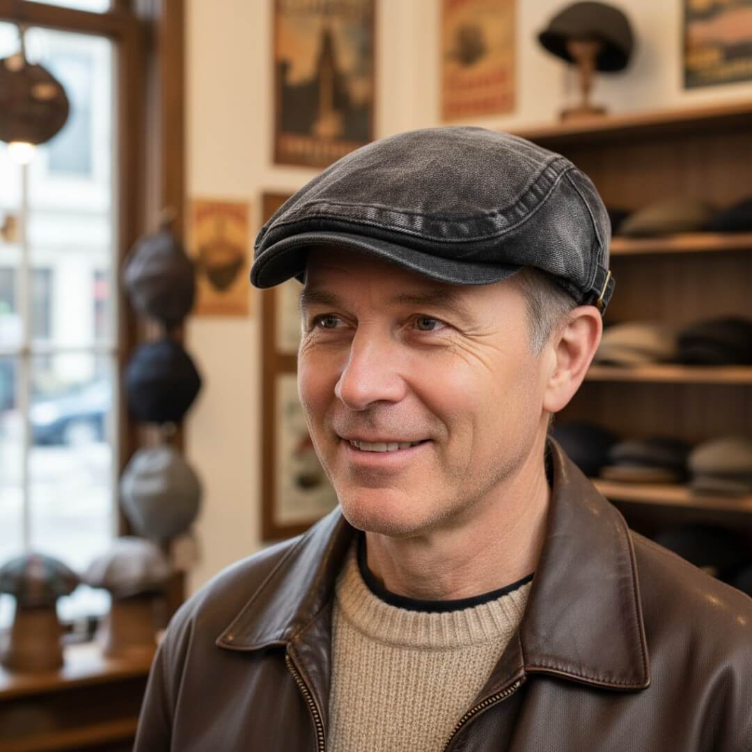 Casquette Plate en Denim Lavé | LOGAN