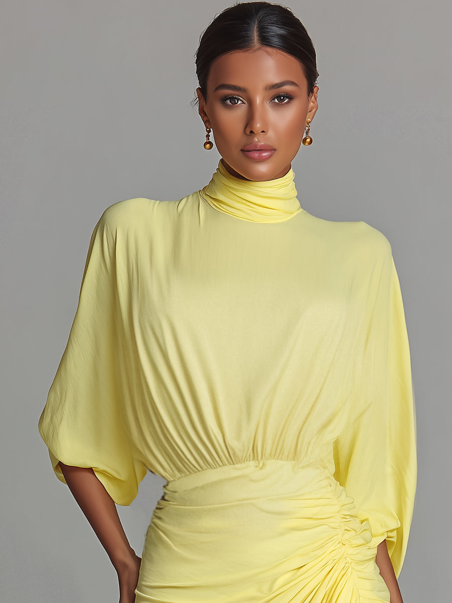 Robe Maxi Confortable en Mélange Jaune Vif