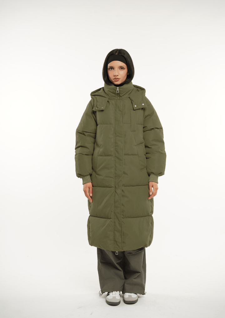 LUNA | MANTEAU LONG PUFFER AVEC CAPUCHE