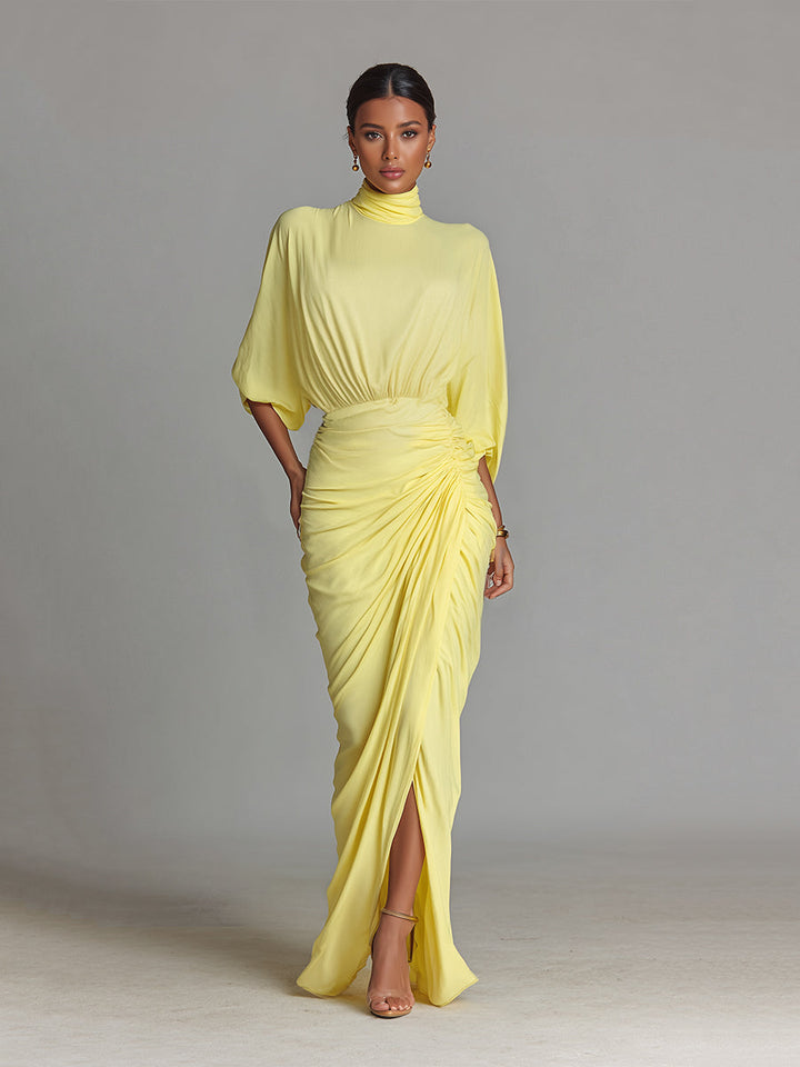 Robe Maxi Confortable en Mélange Jaune Vif